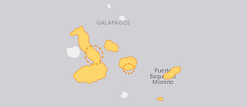 Tierlexikon: Galapagos-Riesenschildkröte x Verbreitungskarte Galapagos-Riesenschildkröte