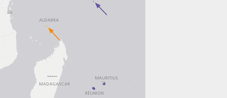 Tierlexikon: Aldabra-Riesenschildkröte x Verbreitungskarte Aldabra-Riesenschildkröte
