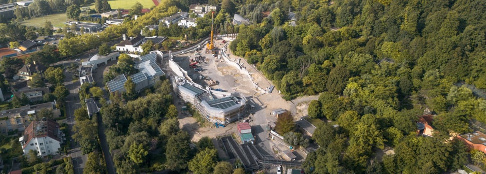 Drohnenaufnahme Baustelle der Pantanal Voliere.