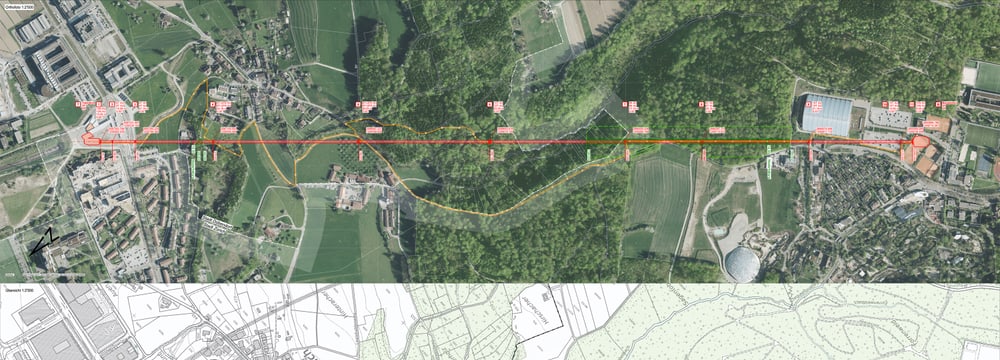 Visualisierung: Zooseilbahn / F. Preisig AG Visualisierung der Linienführung Zooseilbahn.