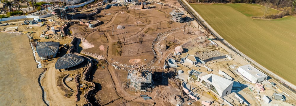 Foto: Zoo Zürich, F/E Agentur Luftaufnahme Baustelle Lewa Savanne.