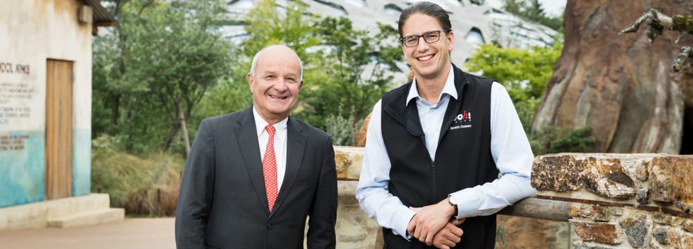 Photo: Zoo Zurich, Goran Basic Zoo Board of Management Chairman Martin Naville (left) and Zoo Director Severin Dressen in the Lewa Savanna.