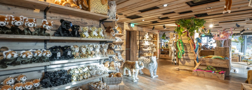 Innenaufnahme aus dem Zooshop beim Haupteingang, Januar 2025.