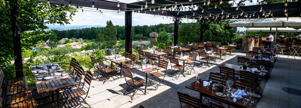 Terrasse des Restaurants Altes Klösterli, Aufnahme 2022.