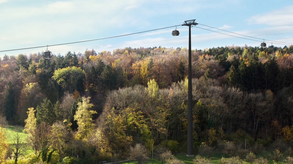  Visualisierung Zooseilbahn von Stettbach in den Zoo Zürich.
