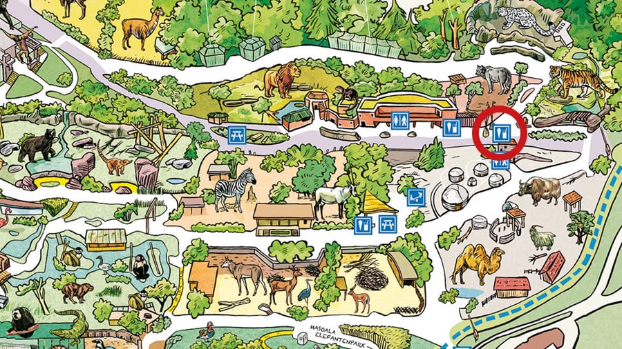 Grafik: Zoo Zürich, Susanne Weber Situationsplan Himalaya-Grill im Zoo Zürich.