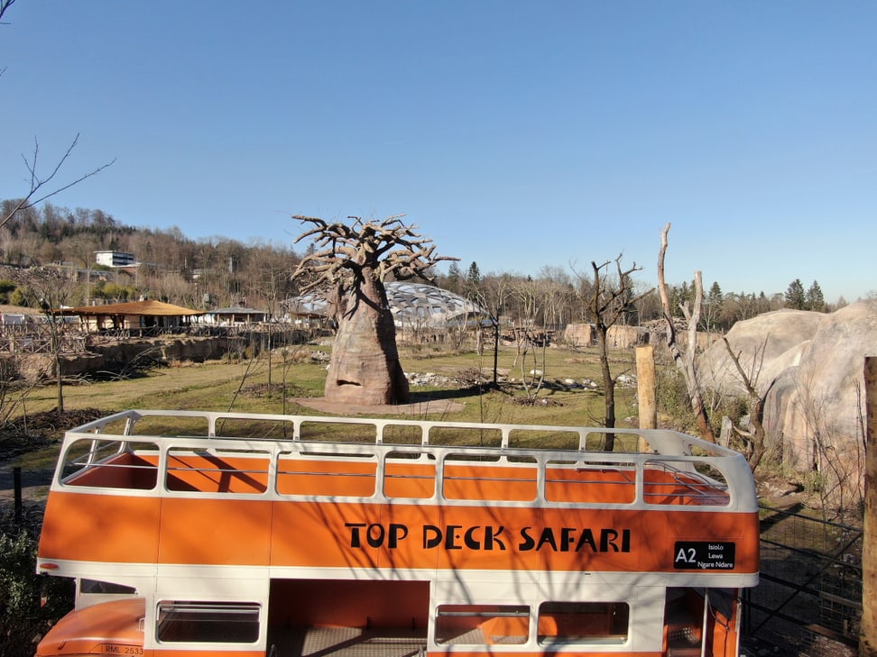 Safaribus in der Lewa Savanne im Zoo Zürich.