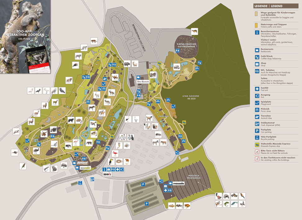 Grafik: Zoo Zürich, Susanne Weber Plan des Zoo Zürich.