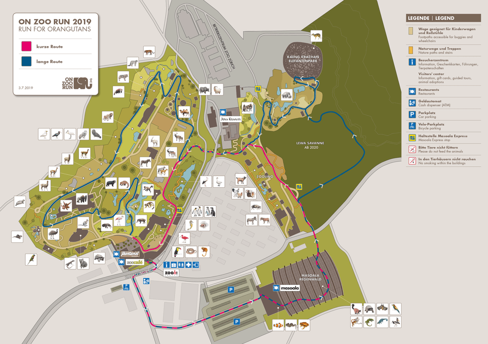 Grafik: Zoo Zürich, Susanne Weber Strechenführung On Zoo Run 2019.
