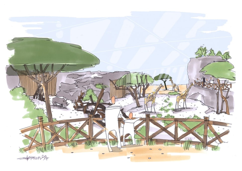 Visualisierung: Zoo Zürich, Gary Brown Visualisierung Lewa Savanne im Zoo Zürich.