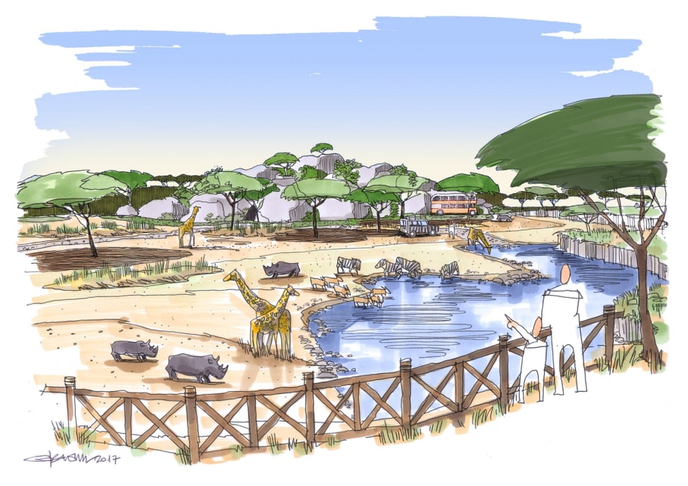 Visualisierung: Zoo Zürich, Gary Brown Visualisierung Lewa Savanne im Zoo Zürich.