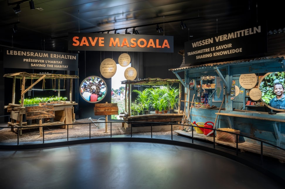 Ausstellung zum Naturschutzprojekt Masoala. 