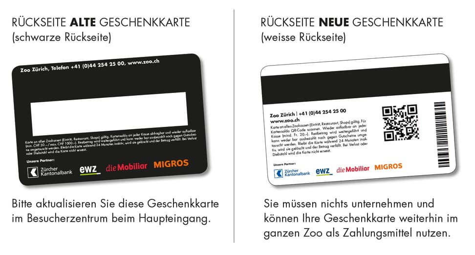 Bild: Zoo Zürich Geschenkkarte Rückseite