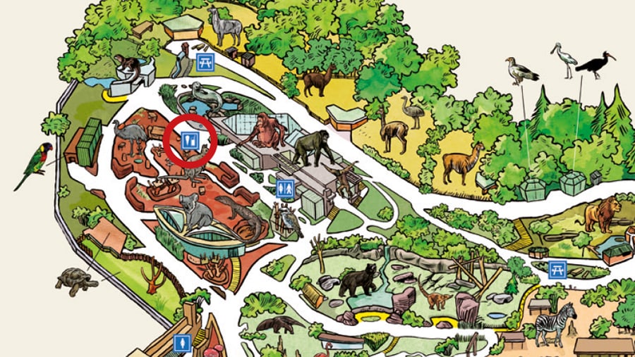 Grafik: Zoo Zürich, Susanne Weber Situationsplan australischer Foodtruck im Zoo Zürich.