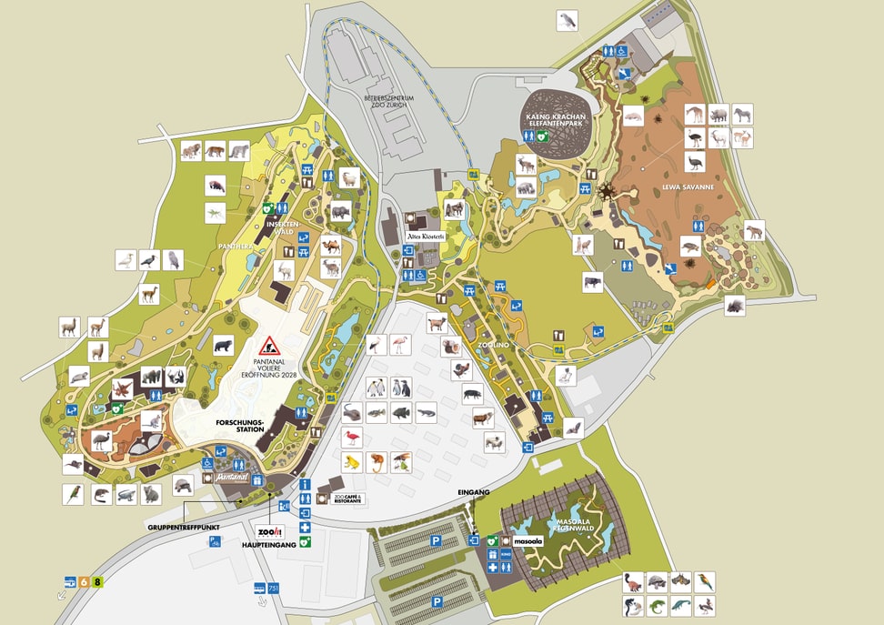 Übersichtsplan des Zoo Zürich.