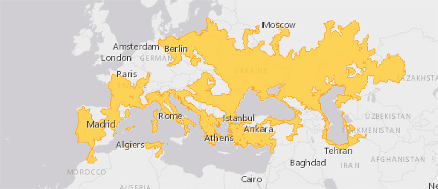 Verbreitungskarte Europäische Sumpfschildkröte