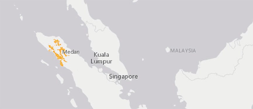 Karte: IUCN Verbreitungskarte Sumatra-Orang-Utan
