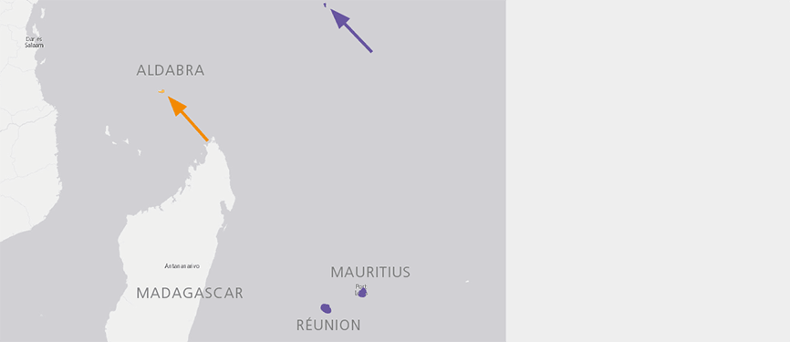 Verbreitungskarte Aldabra-Riesenschildkröte