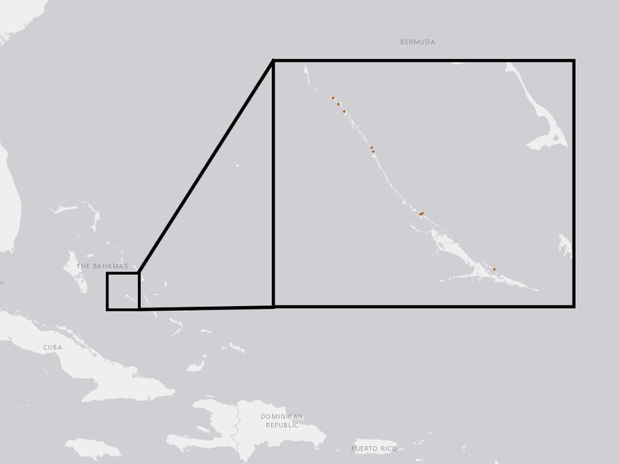 Karte: IUCN Verbreitungskarte Exuma-Wirtelschwanzleguan