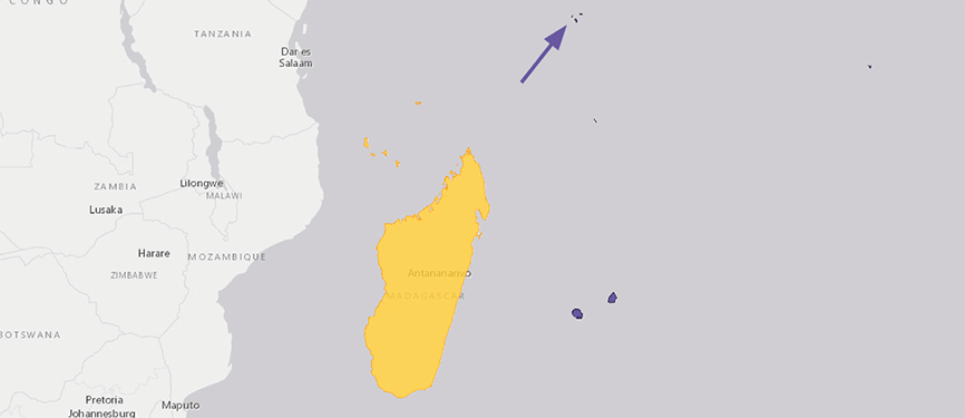 Karte: IUCN Verbreitungskarte Madagaskar-Turteltaube