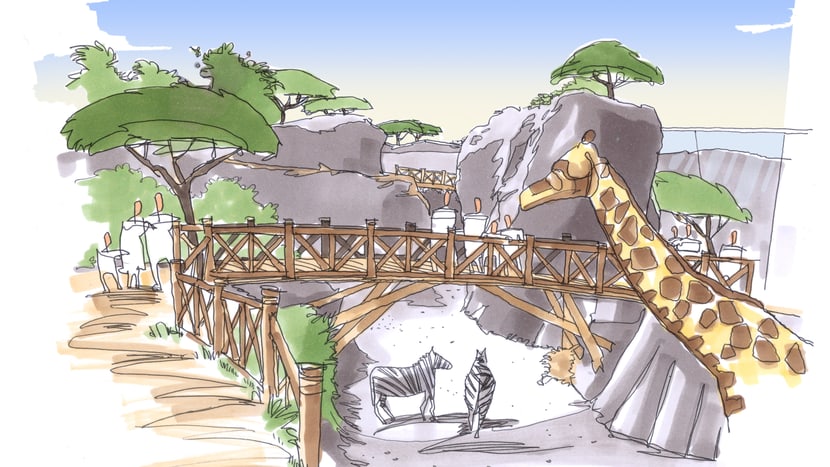 Visualisierung: Zoo Zürich, Gary Brown Visualisierung Lewa Savanne im Zoo Zürich.
