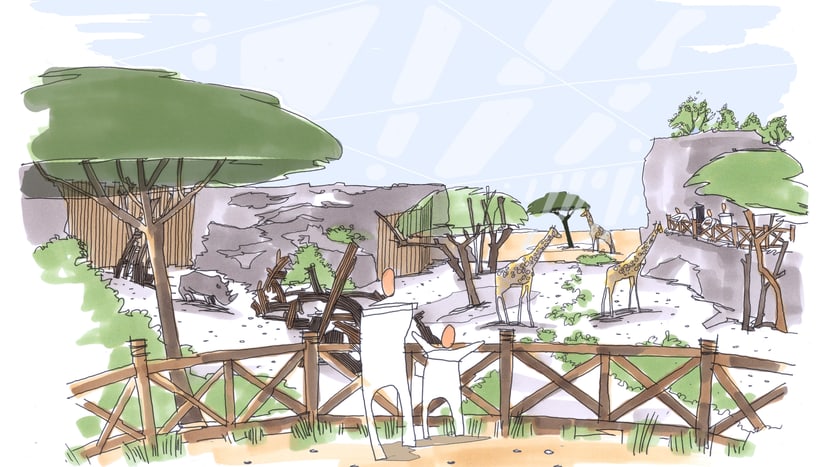 Visualisierung: Zoo Zürich, Gary Brown Visualisierung Lewa Savanne im Zoo Zürich.