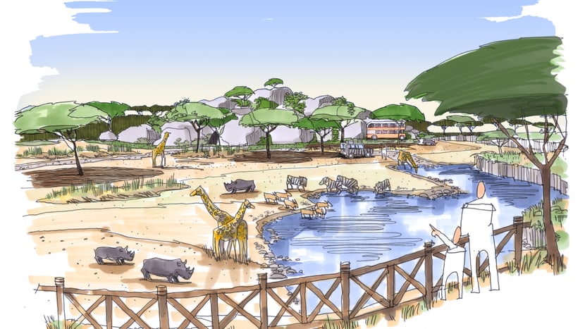 Visualisierung: Zoo Zürich, Gary Brown Visualisierung Lewa Savanne im Zoo Zürich.