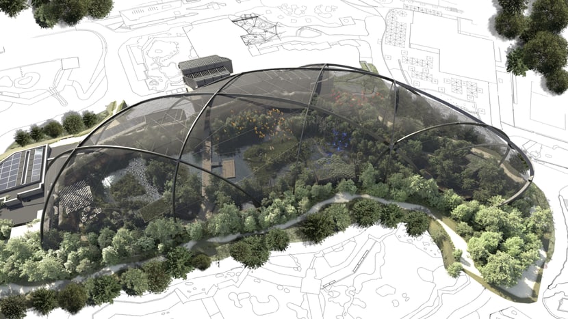 Rendering der geplanten Pantanal Voliere im Zoo Zürich.