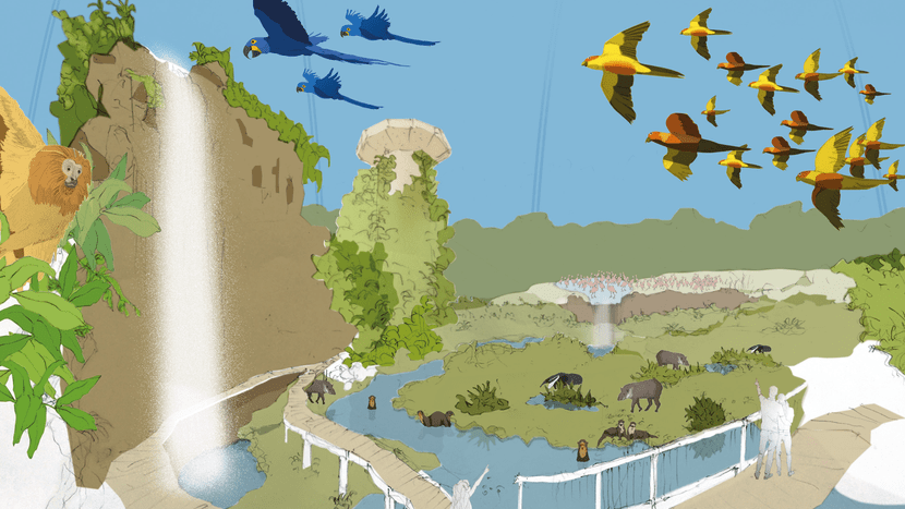 Visualisierung: Zoo Zürich, Susanne Weber Visualisierung Pantanal Voliere im Zoo Zürich