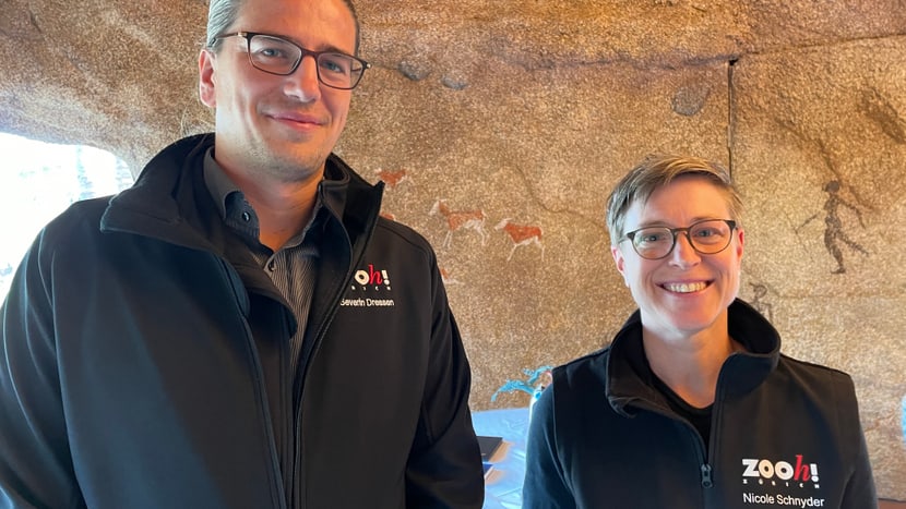 Aufnahmen zum Podcast Zoo der Zukunft mit Nicole Schnyder und Severin Dressen