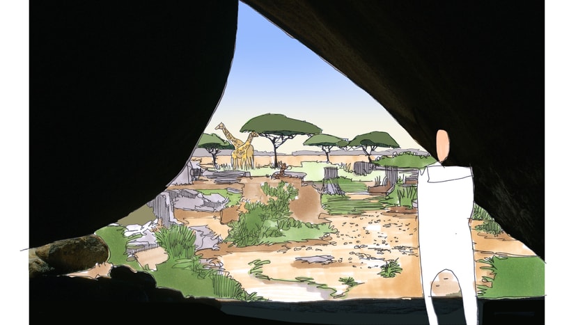 Visualisierung: Zoo Zürich, Gary Brown Visualisierung Lewa Savanne im Zoo Zürich.